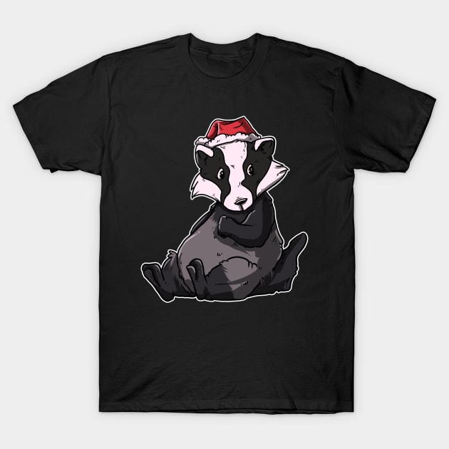 Christmas Badger T-Shirt by TheTeeBee